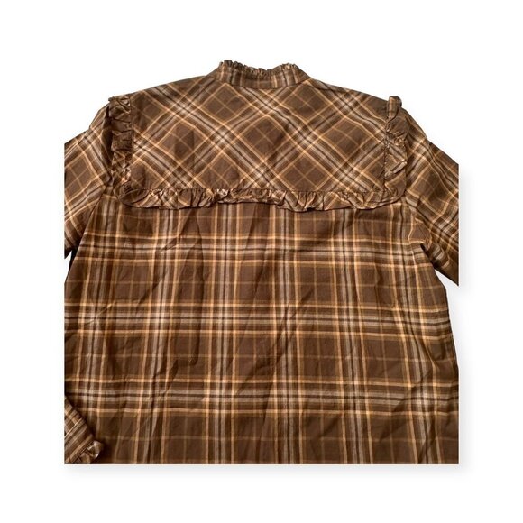 Nili Lotan Brown Plaid Celina Blouse, New With Tag, Size S - Picture 10 of 15